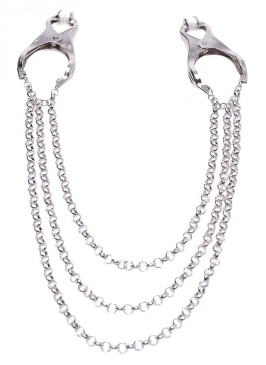 XR Brands Master Series Affix Triple Chain Nipple Clamps Male Sex Toys