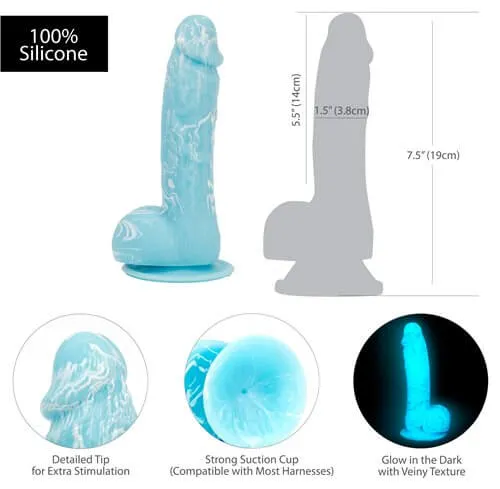 BMS Enterprises Dildos Addiction 100 Silicone Luke 75 inches Blue Glow In The Dark