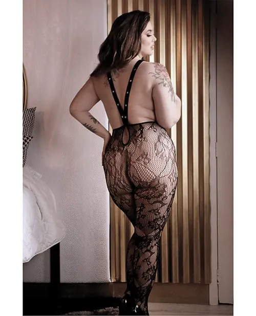 Sheer Fantasy Floral Lace Suspender Stockings with Stud Detail Black Fantasy Lingerie Couples Sheer Fantasy Floral Lace Suspender Stockings with Stud Detail Black Fantasy Lingerie Couples